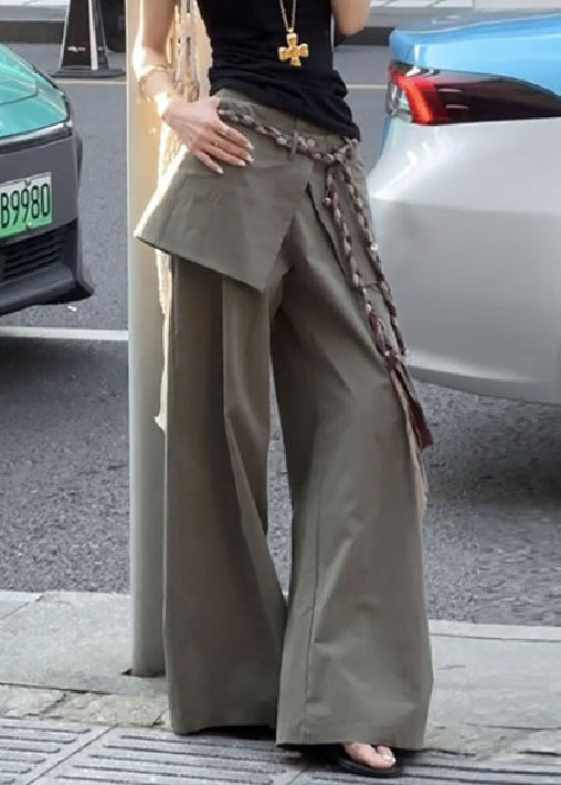 Waist Cotton False Pieces New Fall Two High Green Pants