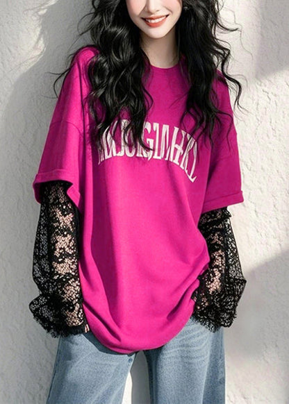 Letter Fall Lace Two New False T Green Patchwork Pieces Shirts