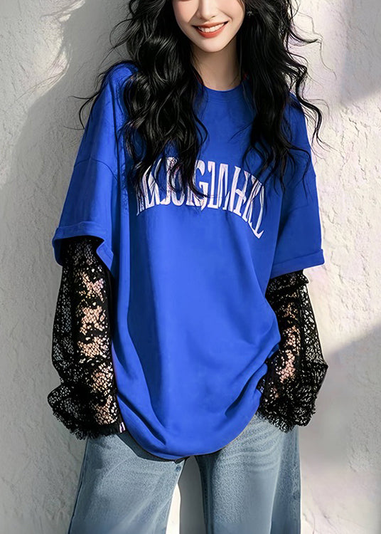 Letter Fall Lace Two New False T Green Patchwork Pieces Shirts