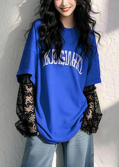 Letter Fall Lace Two New False T Green Patchwork Pieces Shirts