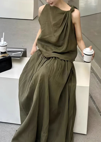 Skirts Set New Green And Two Design Tank Piece Original Linen