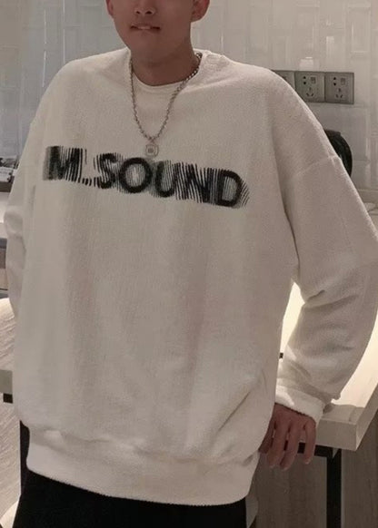 Letter O Cotton Grey Cozy Sweatshirt Neck Spring Men New