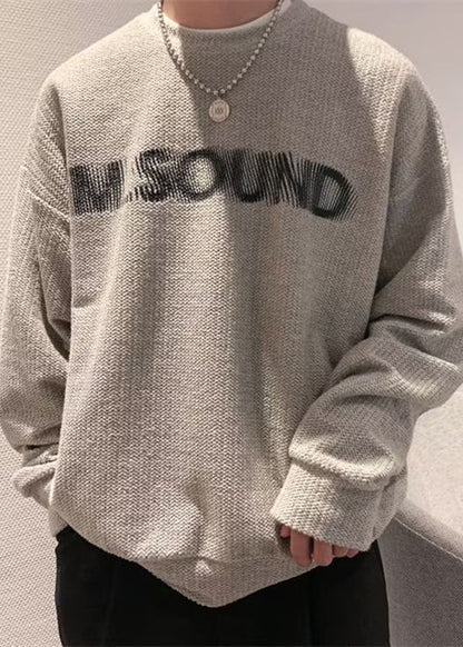 Letter O Cotton Grey Cozy Sweatshirt Neck Spring Men New