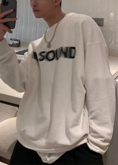 Letter O Cotton Grey Cozy Sweatshirt Neck Spring Men New