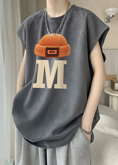 Print O New Cotton T Summer Grey Shirts Mens Neck