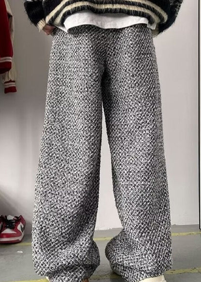 Men Oversized Pants Grey Spring New Woolen