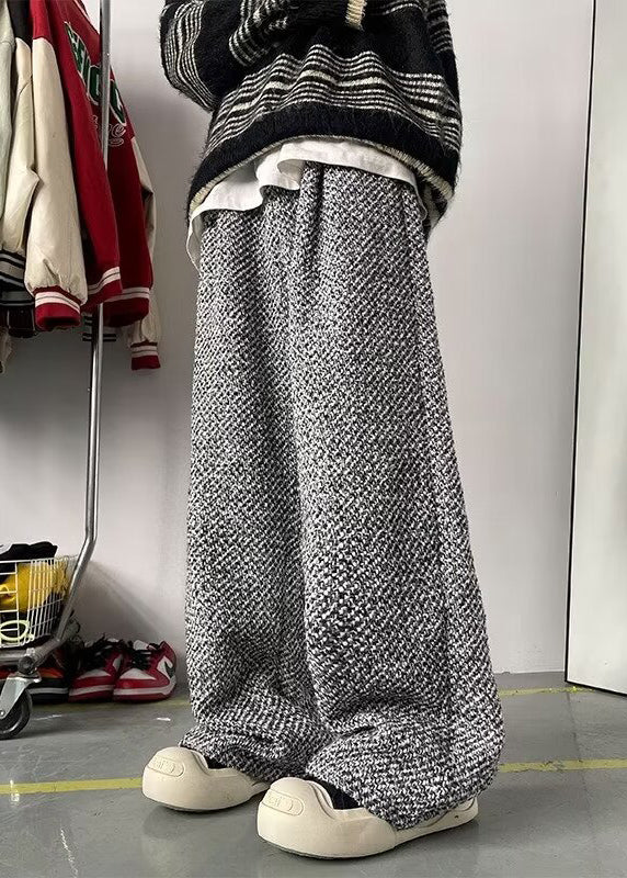 Men Oversized Pants Grey Spring New Woolen