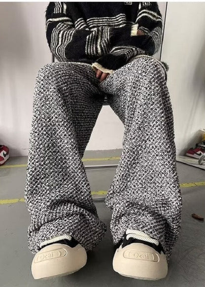 Men Oversized Pants Grey Spring New Woolen