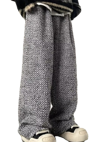 Men Oversized Pants Grey Spring New Woolen