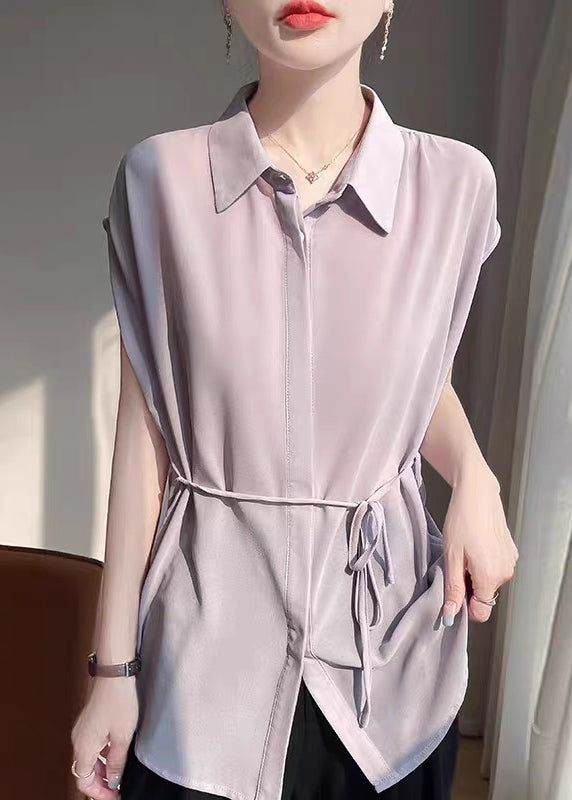 Up Peter Chiffon Blouses Pan Grey Collar Lace New Oversized