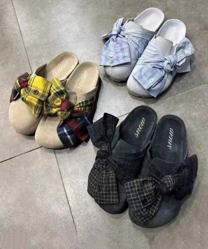 Japanese Sandals Bow Blue Platform New Slide