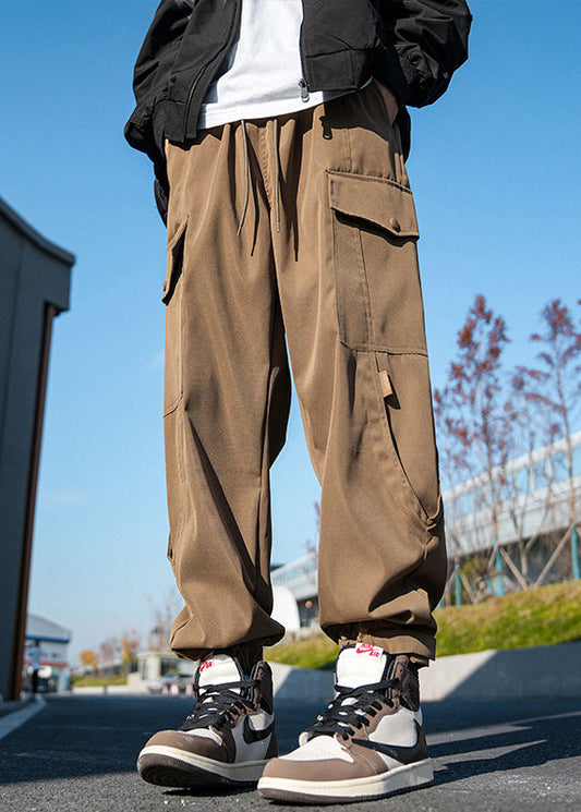 Casual Pockets Pants New Lace Beam Cotton Men Spring Up Khaki