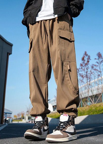 Casual Pockets Pants New Lace Beam Cotton Men Spring Up Khaki