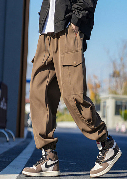 Casual Pockets Pants New Lace Beam Cotton Men Spring Up Khaki