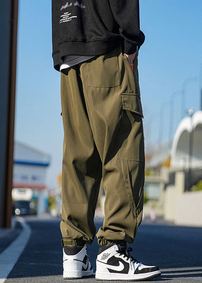 Casual Pockets Pants New Lace Beam Cotton Men Spring Up Khaki