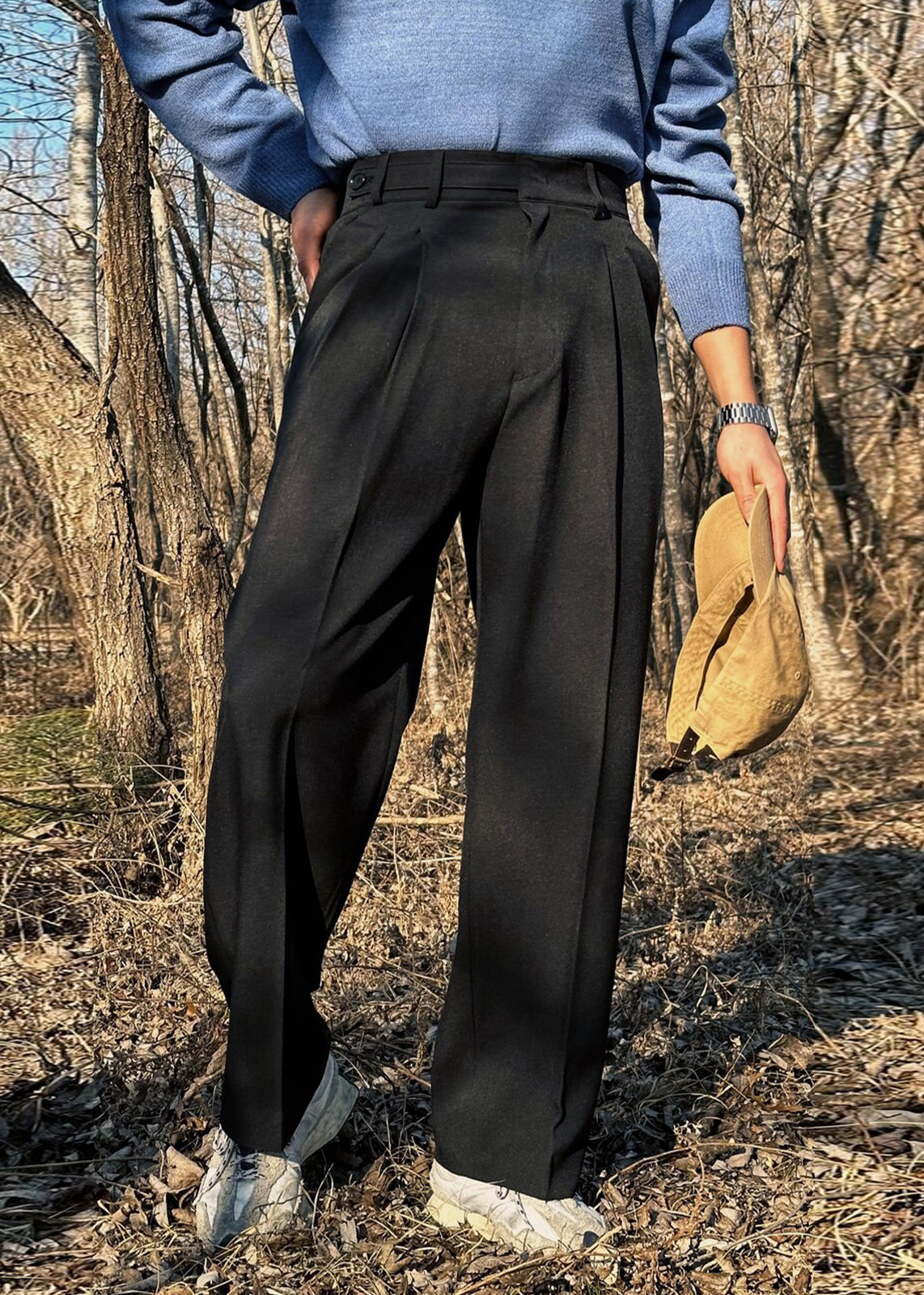 Summer Waist Solid Pockets High Pants New Men Khaki Spandex