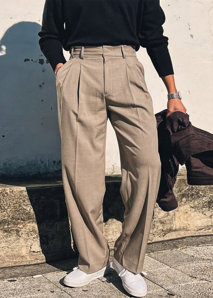 Summer Waist Solid Pockets High Pants New Men Khaki Spandex