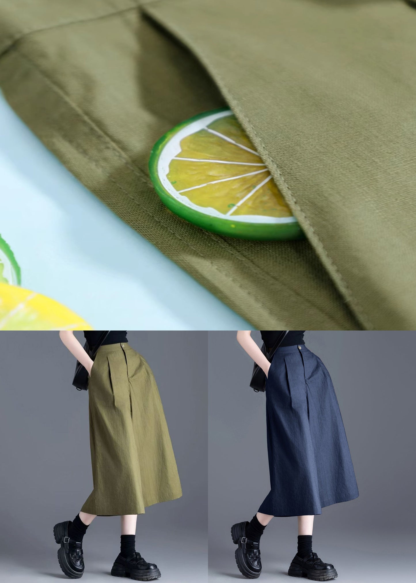 Pants Summer Crop Pockets Elastic Navy New Waist Linen