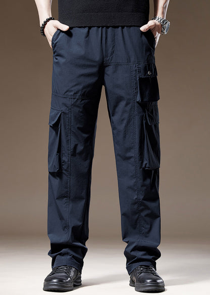 Mens Navy New Pants Pockets Solid Spring Cotton