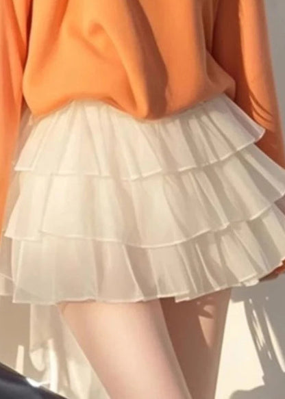 Two Cotton Piece Tops Bow New Tulle And Skirts White Set Orange