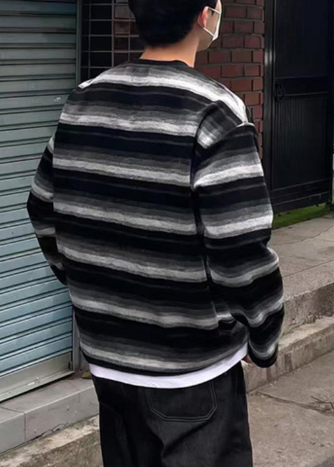 Striped New Shirts T Cotton Spring Men O-Neck Orange