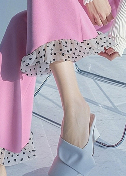 Flare Spring Dot Patchwork Bottoms Pink Waist High New