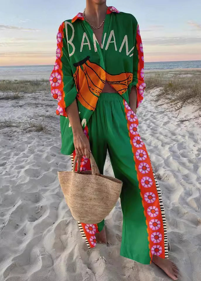 Spring Cotton Collar Set New Two Pink Peter Pieces Print Pan