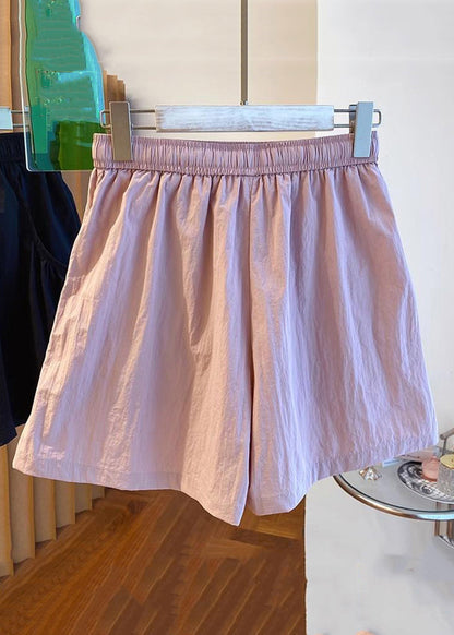 Neue rosa Taschen elastische Taille Baumwolle Shorts Sommer QE012