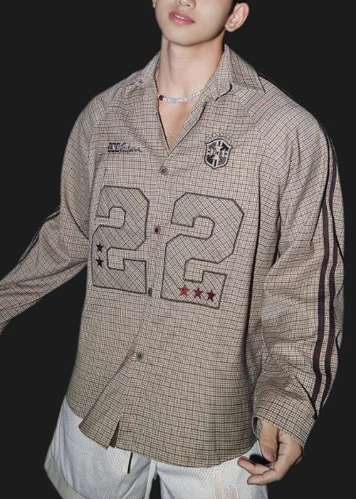 Men Pan Peter Collar New Shirts Plaid Spring Striped Cotton