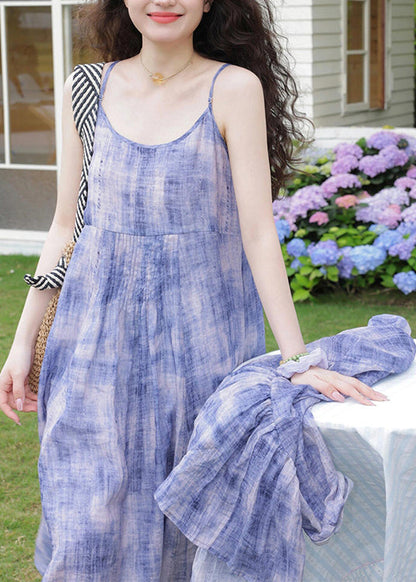 New Purple O-Neck Wrinkled Cotton Two Pieces Set Spring YZ019