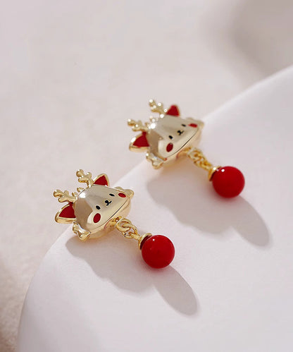 New Red Alloy The Year Of the Loong Pearl Drop Earrings WH051