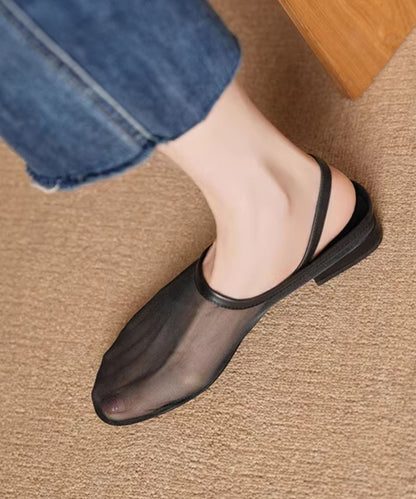 Leather Sandals Red Walking Tulle New Cowhide Splicing