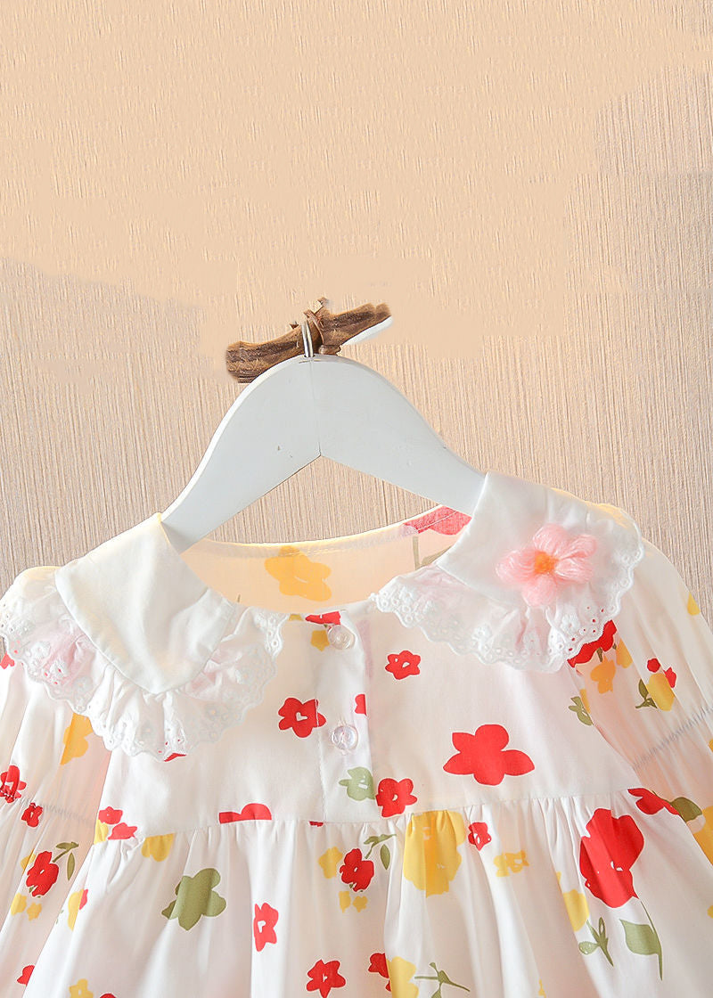 New Red Peter Pan Collar Button Print Cotton Baby Shirts Spring YU1049