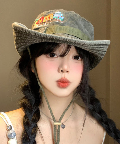 Army Hat Large Cowboy Retro Embroidered Green New Eaves