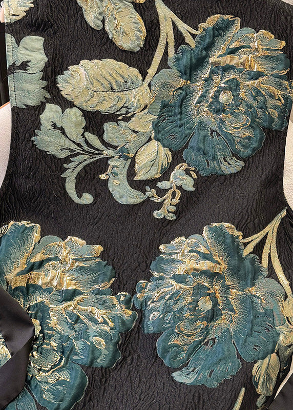 Black Tasseled Summer Jacquard Vests New Silk Retro