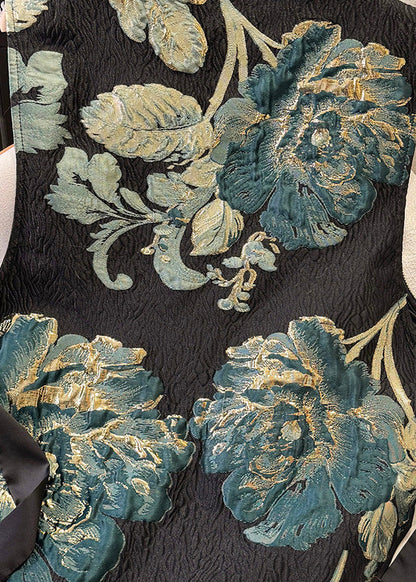 Black Tasseled Summer Jacquard Vests New Silk Retro