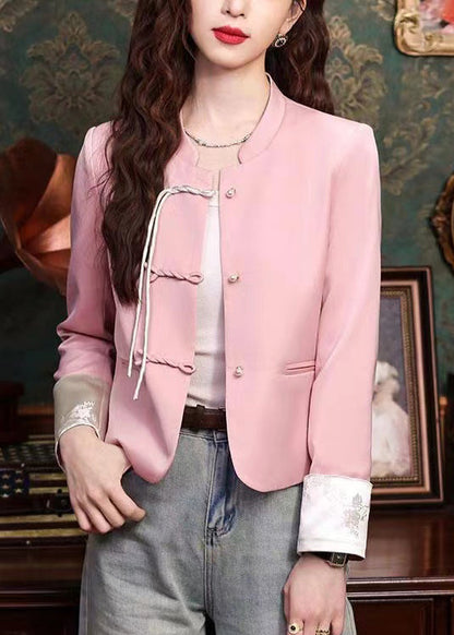 New Retro Pink Tasseled Silk Oriental Jacket Spring YJ046