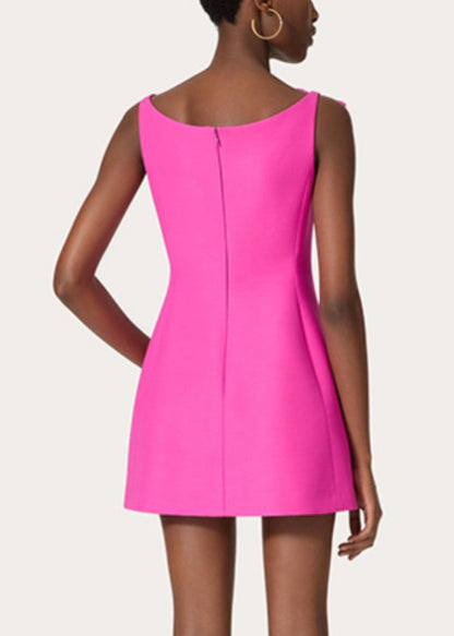 Mini Rose New Cotton Dress Pockets Sleeveless Solid Bow