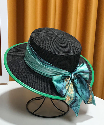 Hat Sun New Floppy Bow White Versatile Woven Straw