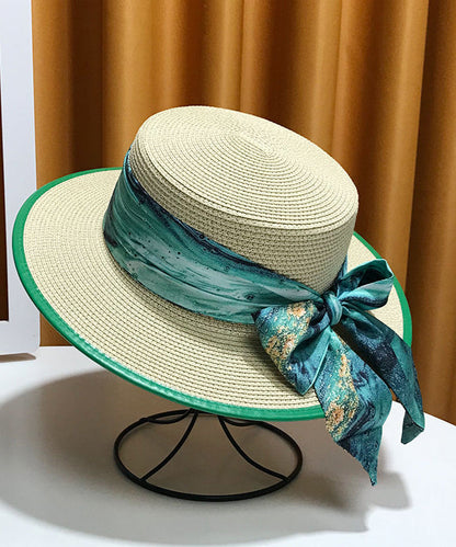 Hat Sun New Floppy Bow White Versatile Woven Straw