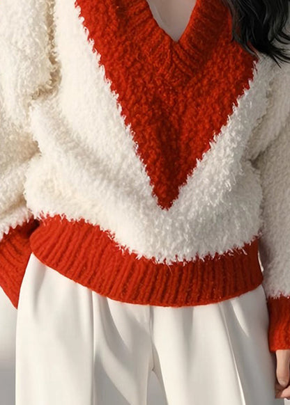 Tops Cozy Patchwork Fluffy White New Spring Knit