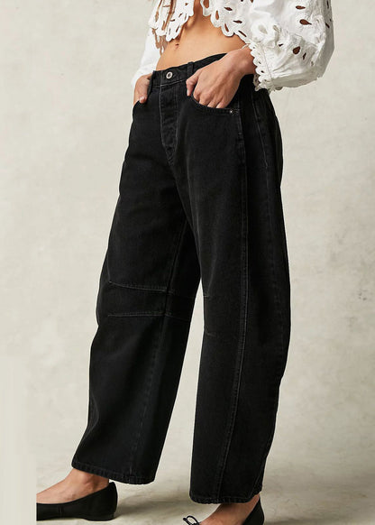 Pants Patchwork New Waist High Denim White Crop