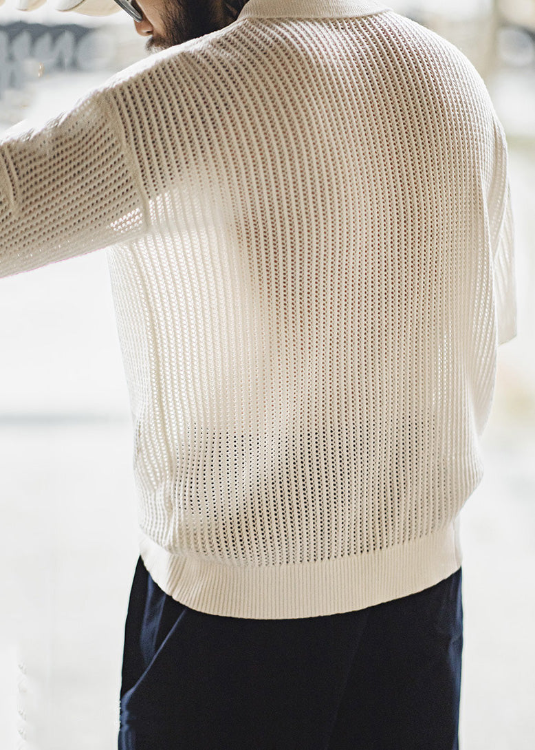 Summer Polo Out White Mens Hollow Knit Shirts New