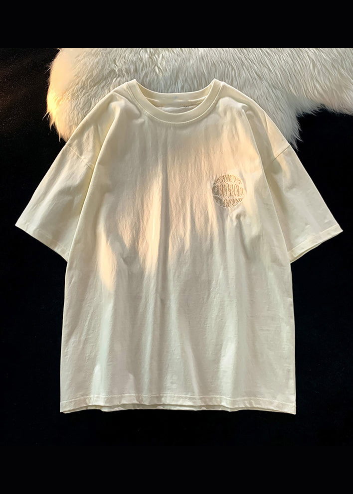 White Mens Shirt New Embroideried T Letter Cotton Designer Summer