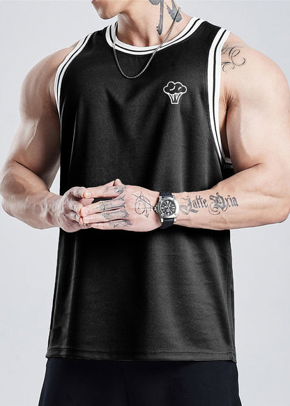 Summer Out New Hollow Tank White Cotton Print Mens