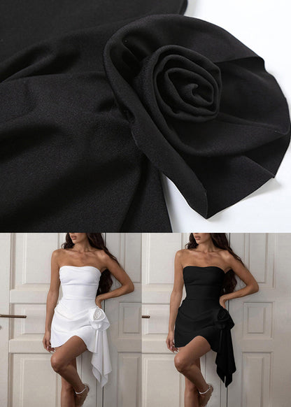 New White Strapless Sleeveless Dress Mid Floral