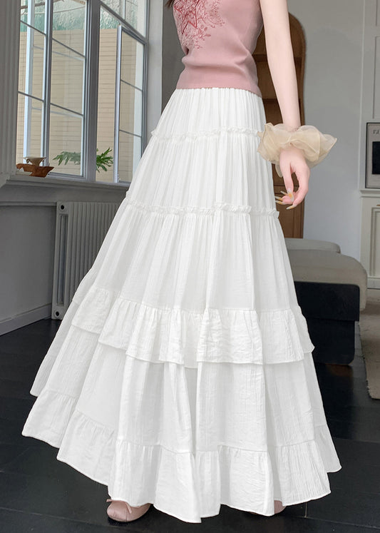 Line New White Summer Cotton Patchwork Skirts Wrinkled Solid A