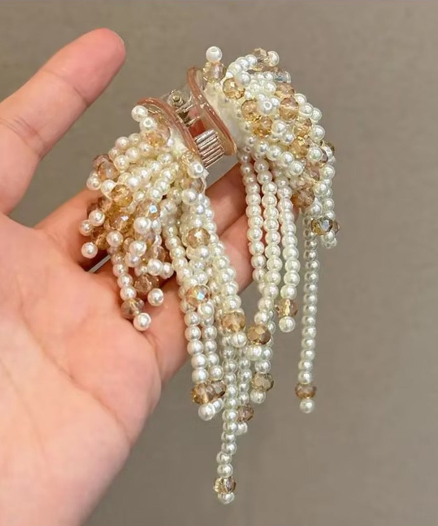 Novelty Champagne Tassel Alloy Hairpin Beads Crystal