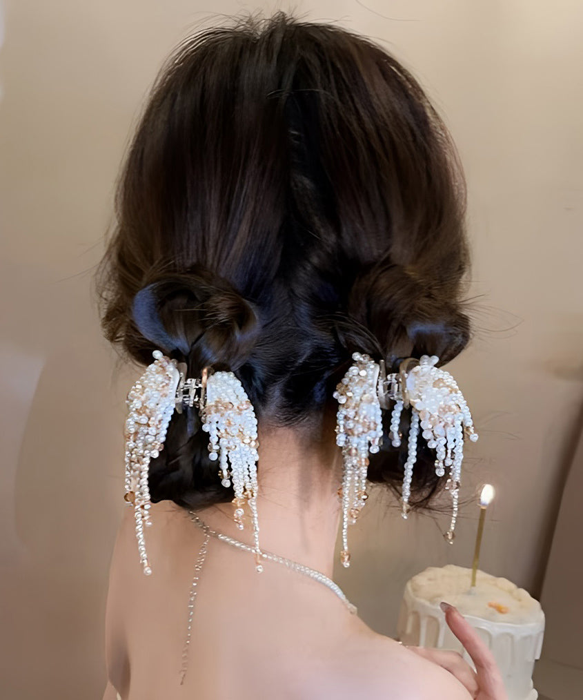 Novelty Champagne Tassel Alloy Hairpin Beads Crystal