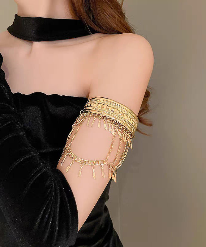 Gold Metal Body Chain And Novelty Leaf Bracelet Tassel